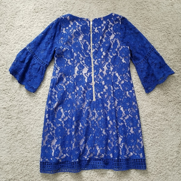 Eliza J Lace Overlay Dress in Cobalt - Picture 8 of 12
